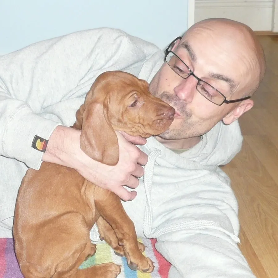 Ian with Luca as a puppy